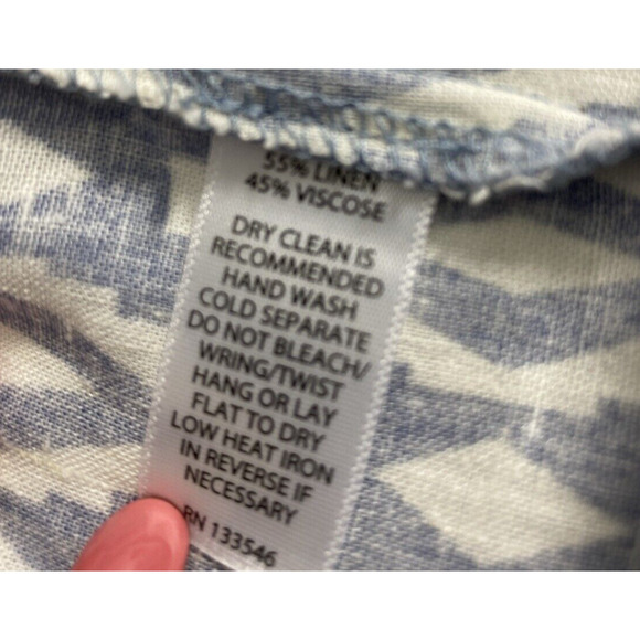 Willi Smith Pants Womens Sz 2 Linen Blend Flare Blue‎ White Slacks Boho Coastal - Picture 4 of 9